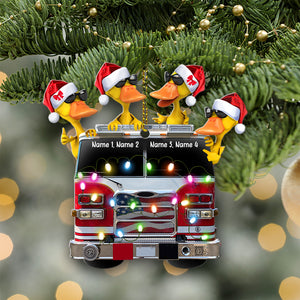 Personalized Fire Truck Duck Ornament - Christmas Gift For Firefighter - Ornament - GoDuckee