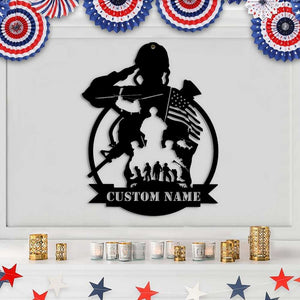 Home of The Free Because of The Brave, Personalized Metal Sign, Military Gifts - Metal Wall Art - GoDuckee