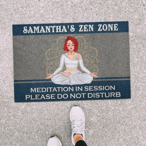 Meditation In Session Please Do Not Disturb Personalized Yoga Door Mat Gift For Her - Doormat - GoDuckee
