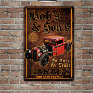 In Rust We Trust Custom Hot Rod Metal Sign Gift For Hot Rod Lovers - Metal Wall Art - GoDuckee