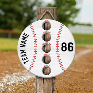 Personalized Baseball Round Wooden Sign - Double Home Run - Wood Sign - GoDuckee