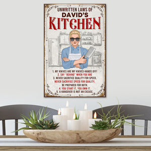 Unwritten Laws of My Kitchen, Personalized Metal Sign, Gifts for Chef - Metal Wall Art - GoDuckee