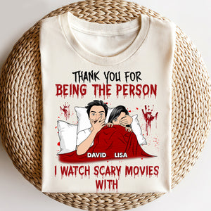 Couple Thank You For Being The Person I Watch Scary Movies With Personalized Shirts - Shirts - GoDuckee