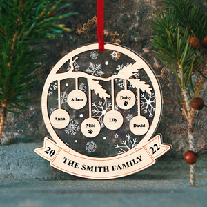 Christmas Family Tree Personalized 2 Layered Mix Ornament - Ornament - GoDuckee