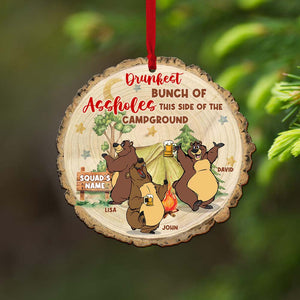Camping Friend Drunkest Bunch, Personalized Wood Ornament - Ornament - GoDuckee