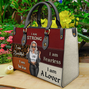 I Am Strong I Am Fearless Personalized Cool Woman Leather Bag, Gift For Her - Leather Bag - GoDuckee