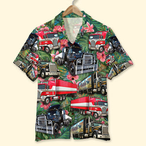Trucker Hawaiian Shirt, Gift For Trucker Lovers, Tropical Pattern - Hawaiian Shirts - GoDuckee