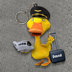 Pilot Duck - Personalized Car Ornament And Keychain - Gift for Pilot - Ornament - GoDuckee