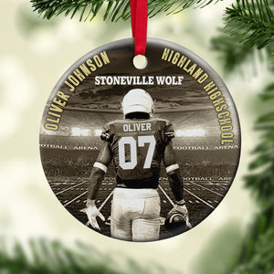 College Football Player Ornament - Custom School Name & Team Name - Christmas Tree Decor - Ornament - GoDuckee