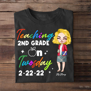 Teacher Teaching On Twosday 2-22-22 Personalized Shirts - Shirts - GoDuckee