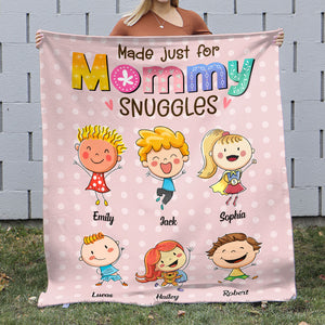 Made Just For Mommy Snuggles, Personalized Blanket, Mother's Day Gift, Gift For Mom, Mom's Stick Figures Blanket - Blanket - GoDuckee