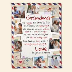Grandma We Hugged This Little Blanket Personalized Blanket, Gift For Grandma - Blanket - GoDuckee