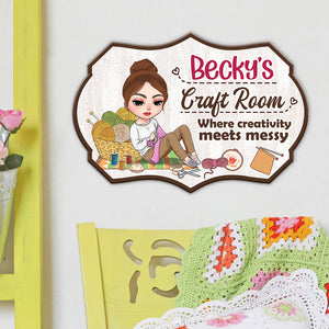 Craft Room Where Creativity Meets Messy Personalized Craft Metal Sign - Metal Wall Art - GoDuckee