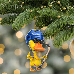 Hockey Duck Christmas Ornament - Personalized Duck Christmas Gift For Hockey Lover - Ornament - GoDuckee