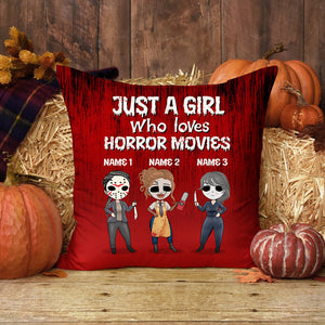 Horror Just A Horror Girl Who Love Horror Movies Custom Pillow - Pillow - GoDuckee