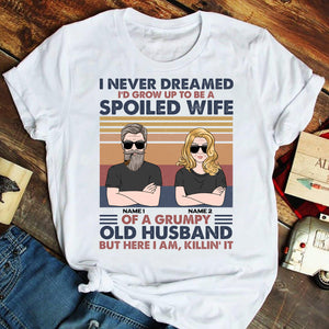 Personalized Gifts For Couple, Spoiled wife and Grumpy old husband, Custom Shirts - Shirts - GoDuckee