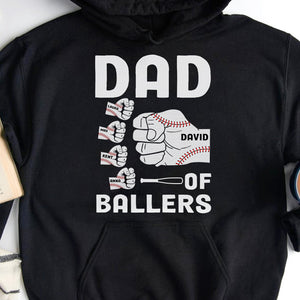 Baseball Dad of Ballers, Personalized Shirts, Father's Day Gifts for Dad, Fist Thumb Kids and Dad - Shirts - GoDuckee