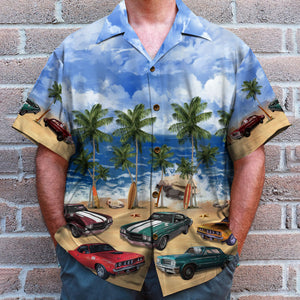 Custom Classic Car Photo Hawaiian Shirt, Beach Pattern, Summer Gift (Up To 5 Photos) - Hawaiian Shirts - GoDuckee