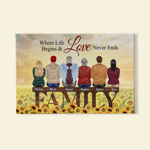 Where Life Begins And Love Never Ends Personalized Family Canvas Print, Gift For Family - Poster & Canvas - GoDuckee