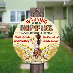 Warning Hippes Spotted In This Area, Personalized Wooden Sign, Gifts for Hippies - Wood Sign - GoDuckee