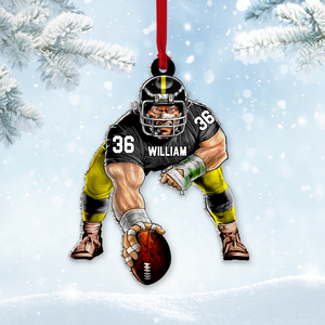 American Football Fierce Player, Personalized Acrylic Ornament - Ornament - GoDuckee