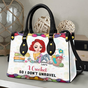 I Crochet So I Don't Unravel, Personalized Leather Bag, Casual Tote Bag, Gifts for Crochet Lovers - Leather Bag - GoDuckee