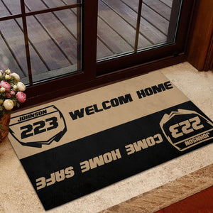 Motocross Welcome Mat - Custom Name & Number - Come Home Safe - Doormat - GoDuckee