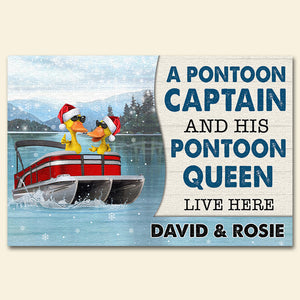 Personalized Duck Welcome Doormat Gifts for Couple - Pontoon Captain and His Pontoon Queen - Doormat - GoDuckee