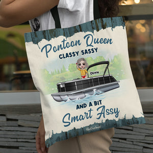 Pontoon Queen Classy Sassy And A Bit Smart Assy Personalized Tote Bag - Tote Bag - GoDuckee
