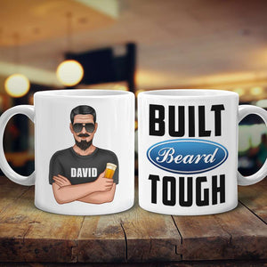 Built Beard Tough - Personalized White Mug - Gift for Dad - Man with Arms Crossed - Coffee Mug - GoDuckee
