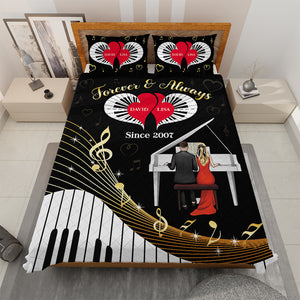 Piano Couple Forever And Always - Personalized Quilt Bed Set - Quilts & Comforters - GoDuckee