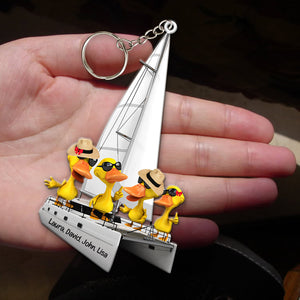 Catamaran Duck - Personalized Duck Couple Keychain - Keychains - GoDuckee