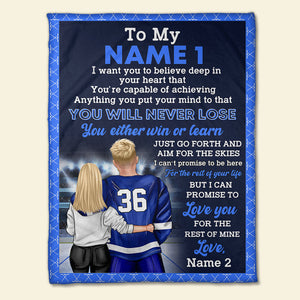 Personalized Hockey Couple Blanket - Promise to Love You For The Rest Of Mine - Couple Shoulder to Shoulder - Blanket - GoDuckee
