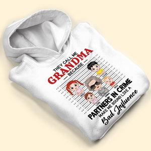 Partners In Crime Make Me Sound Like A Bad Influence, Personalized Shirt, Gift For Grandma, Mother's Day Gift, Grandma With Her Grandkids - Shirts - GoDuckee