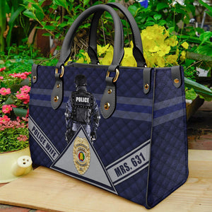 Police Badge With Custom State Seal Leather Bag, Gift For Wife - Leather Bag - GoDuckee