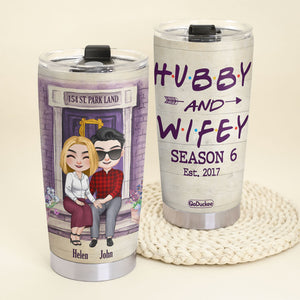 Hubby And Wifey, Happy Couple Hand In Hand, Personalized Tumbler - Tumbler Cup - GoDuckee