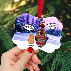 Cat You're My Everything - Personalized Ornament - Gift for Cat Lovers - Back Girl and Cat - Ornament - GoDuckee