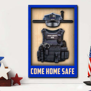 Uniform Come Home Safe, Personalized 2 Layers Wood Sign for Police Family - Wood Sign - GoDuckee