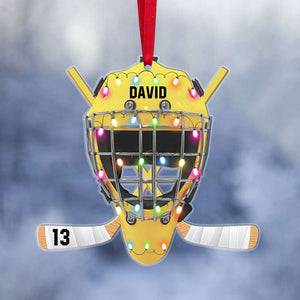Ice Hockey Helmet, Personalized Ornament, Christmas Tree Decor - Ornament - GoDuckee