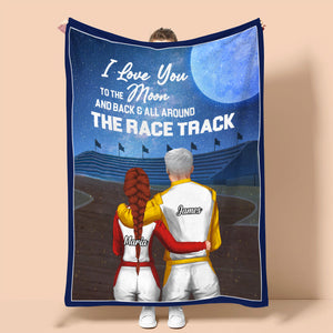Personalized Racing Couple Blanket - Love You To The Moon And Back And All Around The Race Track - Star Night - Blanket - GoDuckee