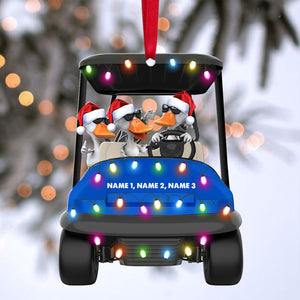 Golf Duck Christmas - Personalized Christmas Ornament - Gift for Golfers - Ducks Driving A Golf Cart - Ornament - GoDuckee