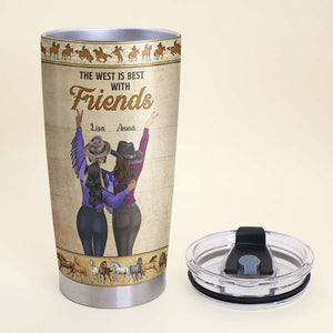 Personalized Cowgirls Bestie Tumbler Cup - Friends Until We're Old and Senile - Tumbler Cup - GoDuckee