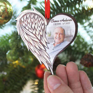 Half Of My Heart Is In Heaven Personalized Heaven Wood Ornament, Christmas Gift - Ornament - GoDuckee