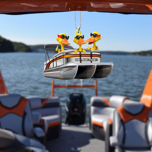 Pontoon Ducks Wearing Sunglasses - Personalized Car Ornament - Gift for Pontoon Lovers - Ornament - GoDuckee