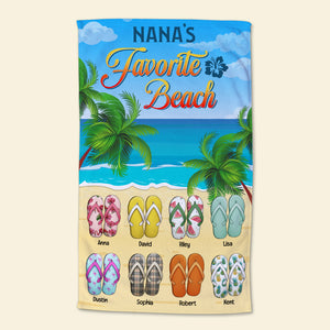 Grandma's Favorite Beach, Personalized Beach Towel, Summer Gifts for Family Members - Beach Towel - GoDuckee