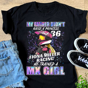 Personalized Motocross Girl Shirts - My Father Trained A MX Girl - Hologram Pattern - Shirts - GoDuckee