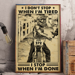 Personalized Motocross Poster - I Stop When I'm Done - Vintage - Poster & Canvas - GoDuckee