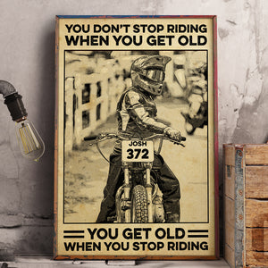 Personalized Motocross Poster - You Don't Stop Riding - Vintage - Poster & Canvas - GoDuckee