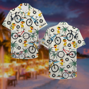 Cycling Duck Hawaiian Shirt - Bicycle & Duck Pattern - Hawaiian Shirts - GoDuckee