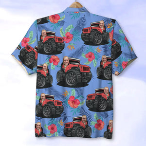 Car And Flower Background - Custom Photo Hawaiian Shirt, Aloha Shirt - Hawaiian Shirts - GoDuckee